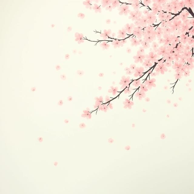 桜吹雪、アクリル画